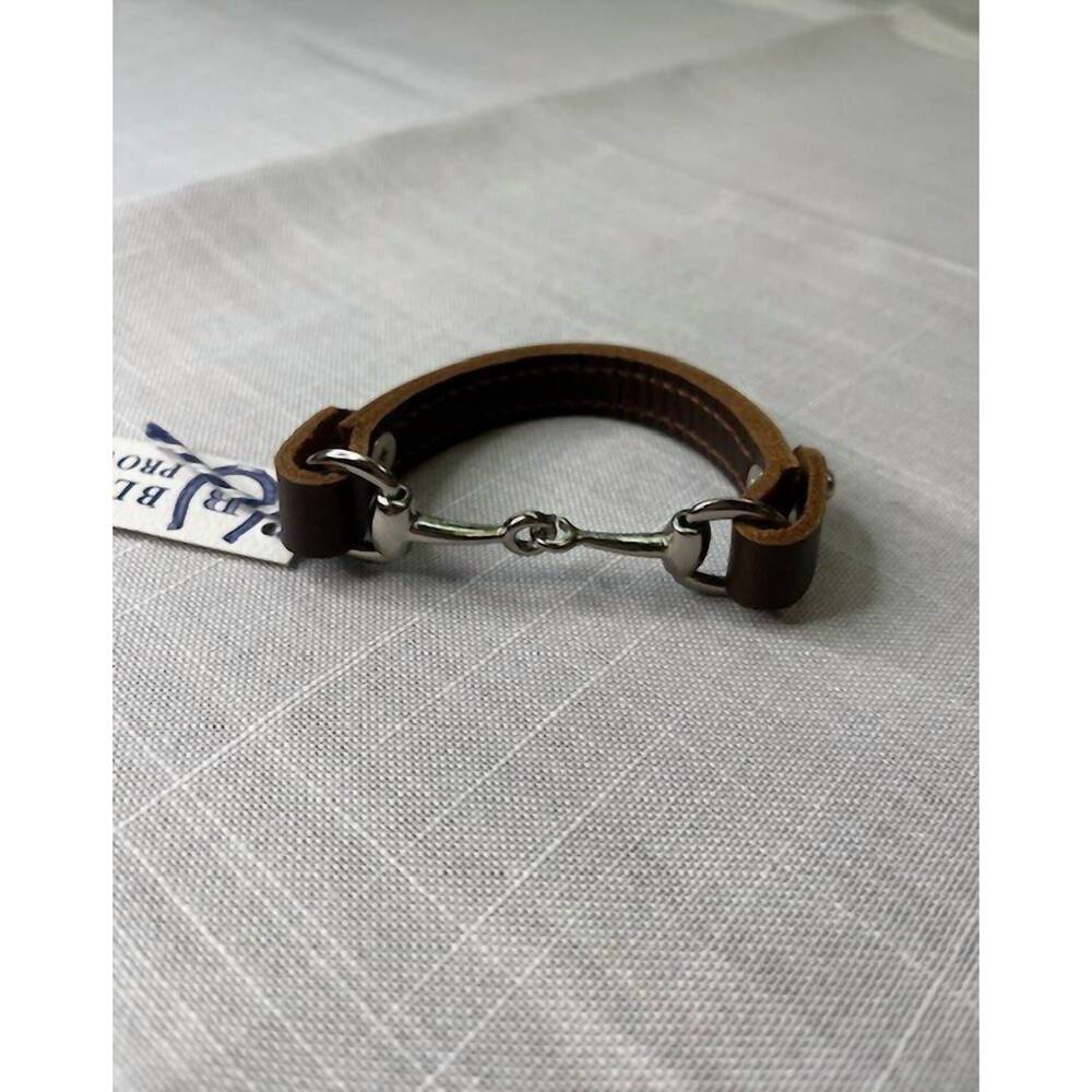 NEW BLUEGRASS PROVISIONS CO. horsebit bracelet in brown leather/silver bit
